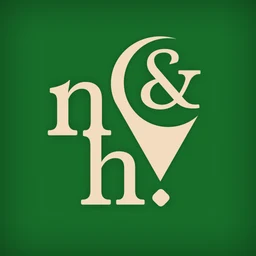 near & here. app icon — a cream lettermark over a downward pin, on dark green